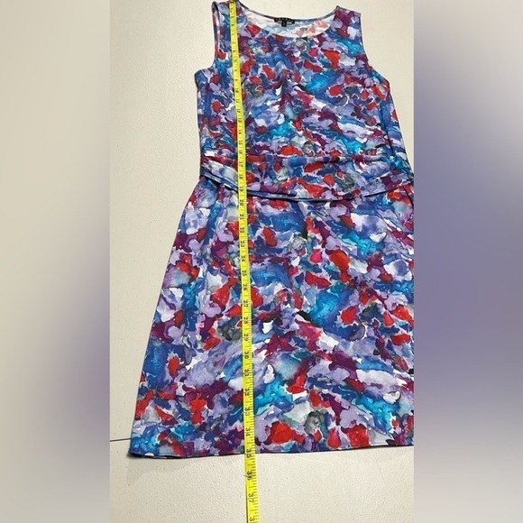 Theory Harida Perplexing Print Silk Watercolor Sleeveless Dress - Picture 9 of 11